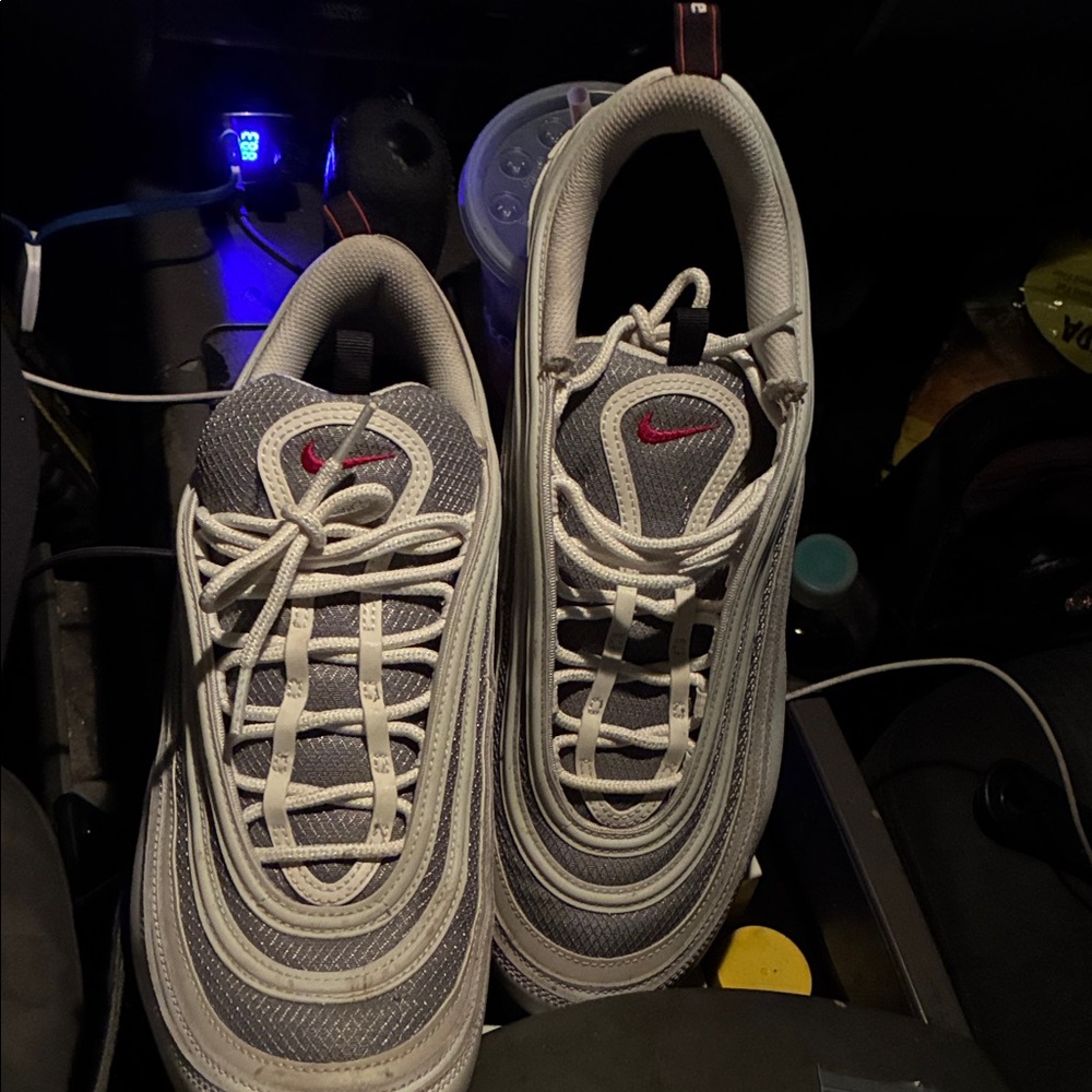 Nike Air Max 97 Gray and White with Red Accents